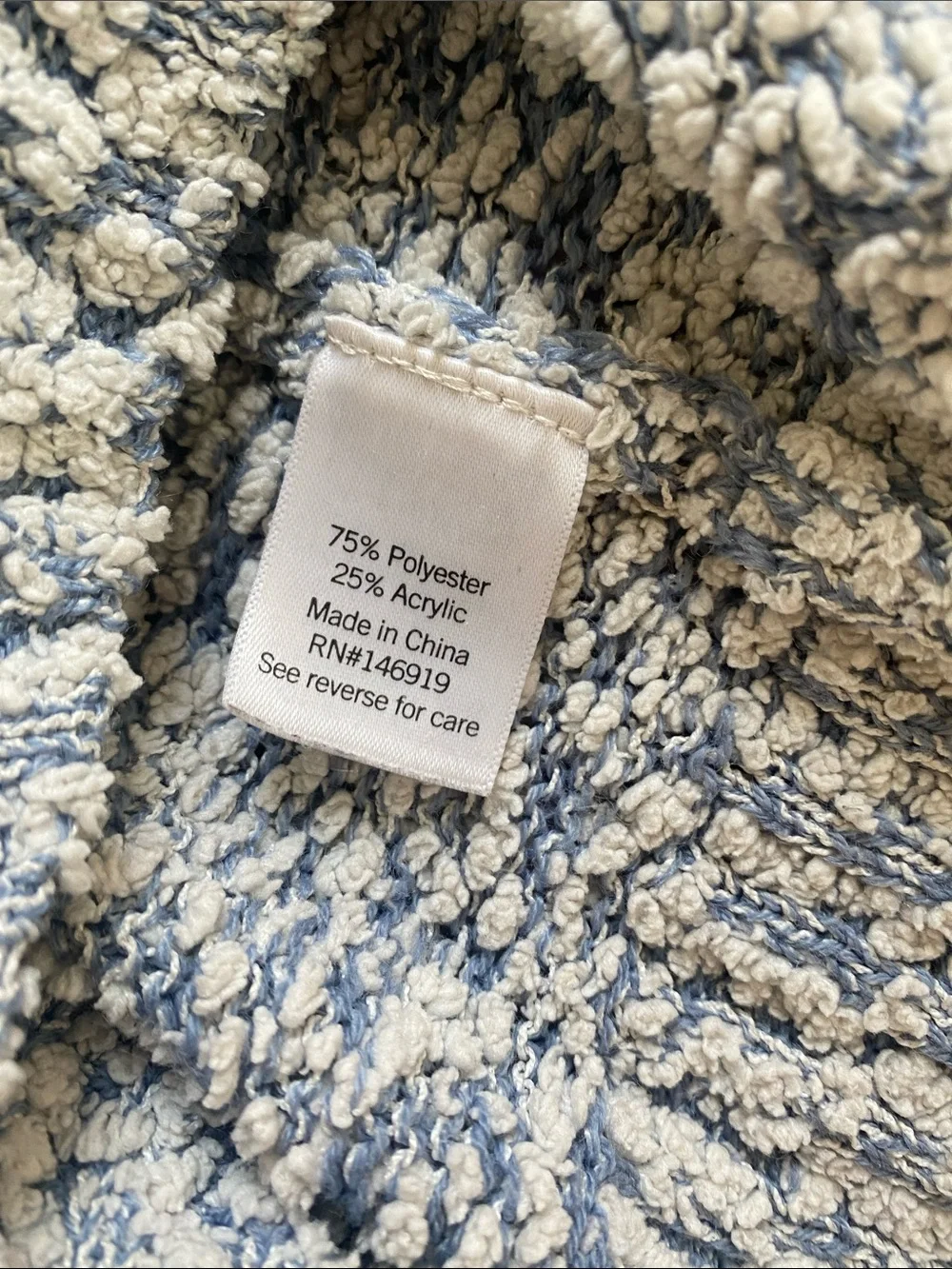 Light Blue Textured Crewneck Sweater